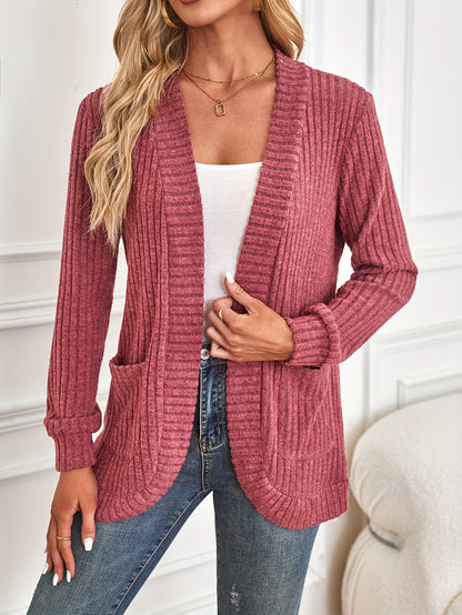 Womens Soft Knit Open Front Cardigan with Pockets