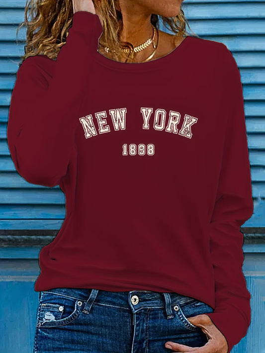 Sudadera elegante con cuello redondo inspirada en Nueva York