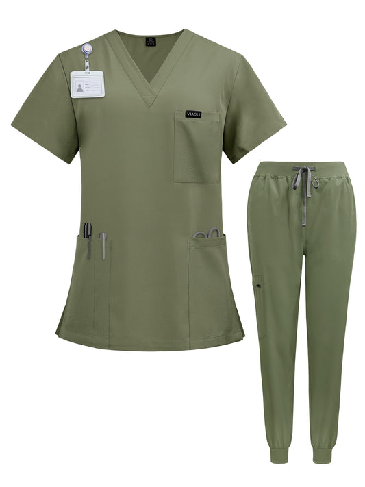 Conjunto de uniforme médico moderno: transpirable y cómodo, 2 piezas