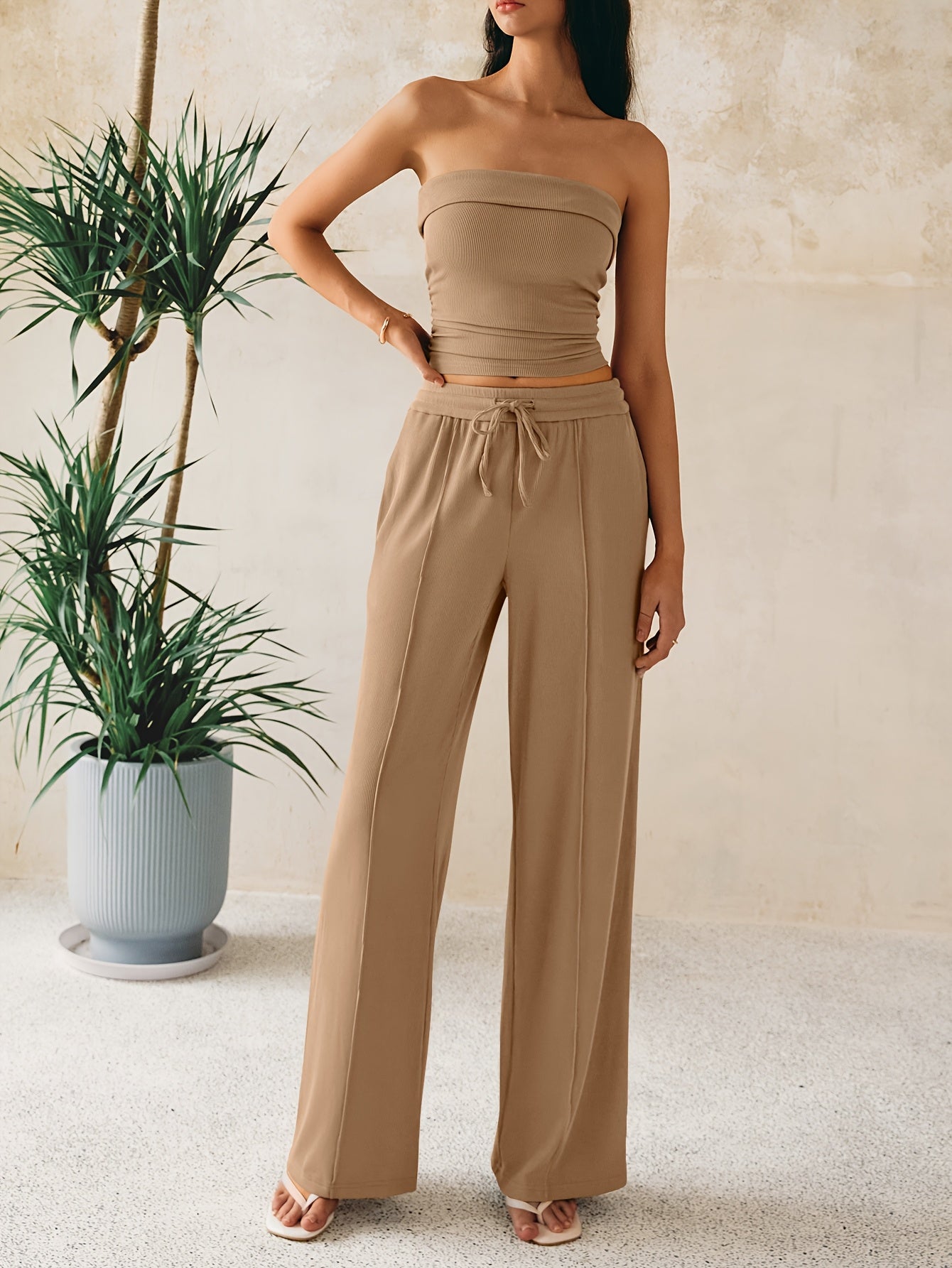 Women's Summer Two Piece Set Wide Leg Pants