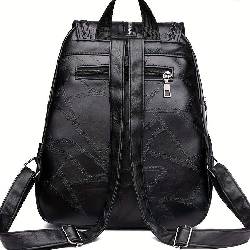 Casual PU Leather Backpack with Tassel Detail - Fashionable Lightweight Daypack