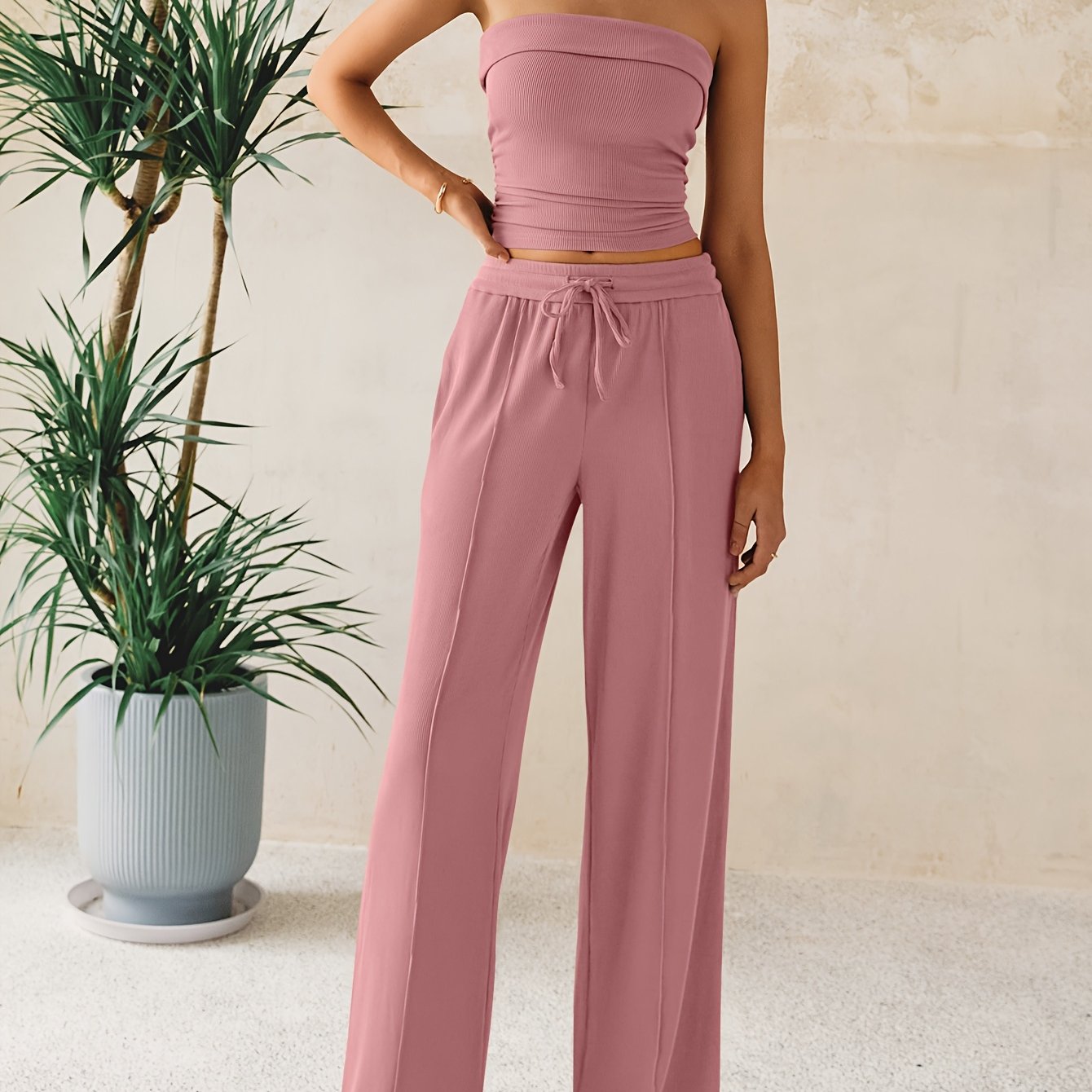 Women's Summer Two Piece Set Wide Leg Pants