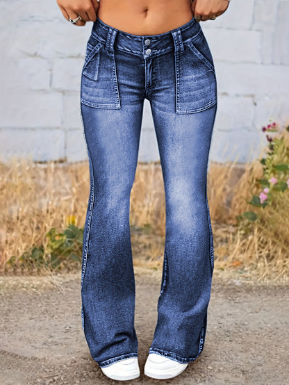 Fashion Whisker Flare Leg Jeans - LuxyXO