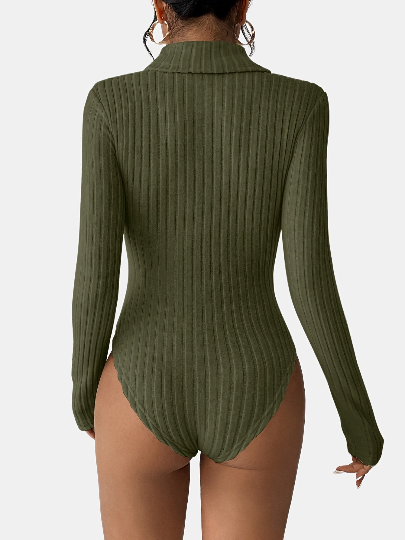 Sexy Turtle Neck Long Sleeve One Piece Bodysuit Top - LuxyXO