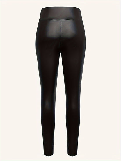 Vibrant PU Leather High-Waisted Skinny Pants - LuxyXO