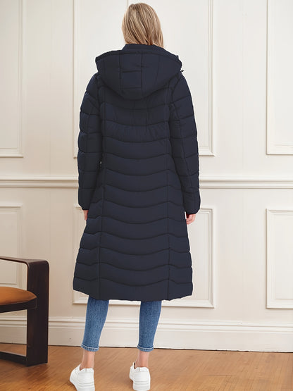 Women's Long Hooded Coat - Multi-Color, Quilted, Warm And Stylish, Available In Multiple Sizes