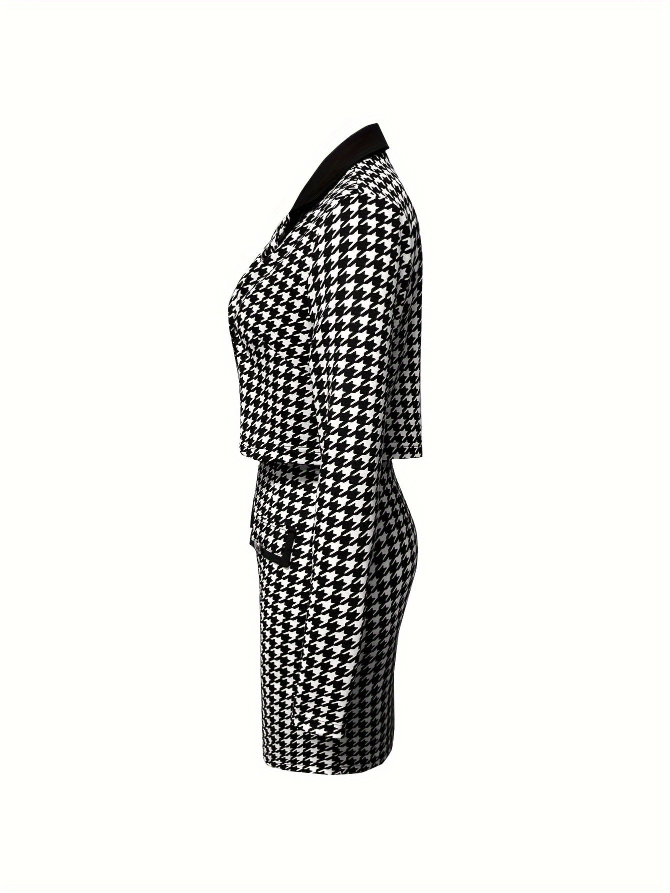 Chic Long Sleeve Y2K Houndstooth Two-Piece Outfit for Women - LuxyXO