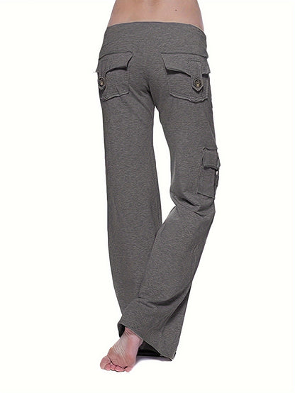 Pantalones cargo para mujer, para senderismo, con cintura elástica, para exteriores, de secado rápido, para entrenamiento deportivo, pantalones de chándal, pantalones acampanados