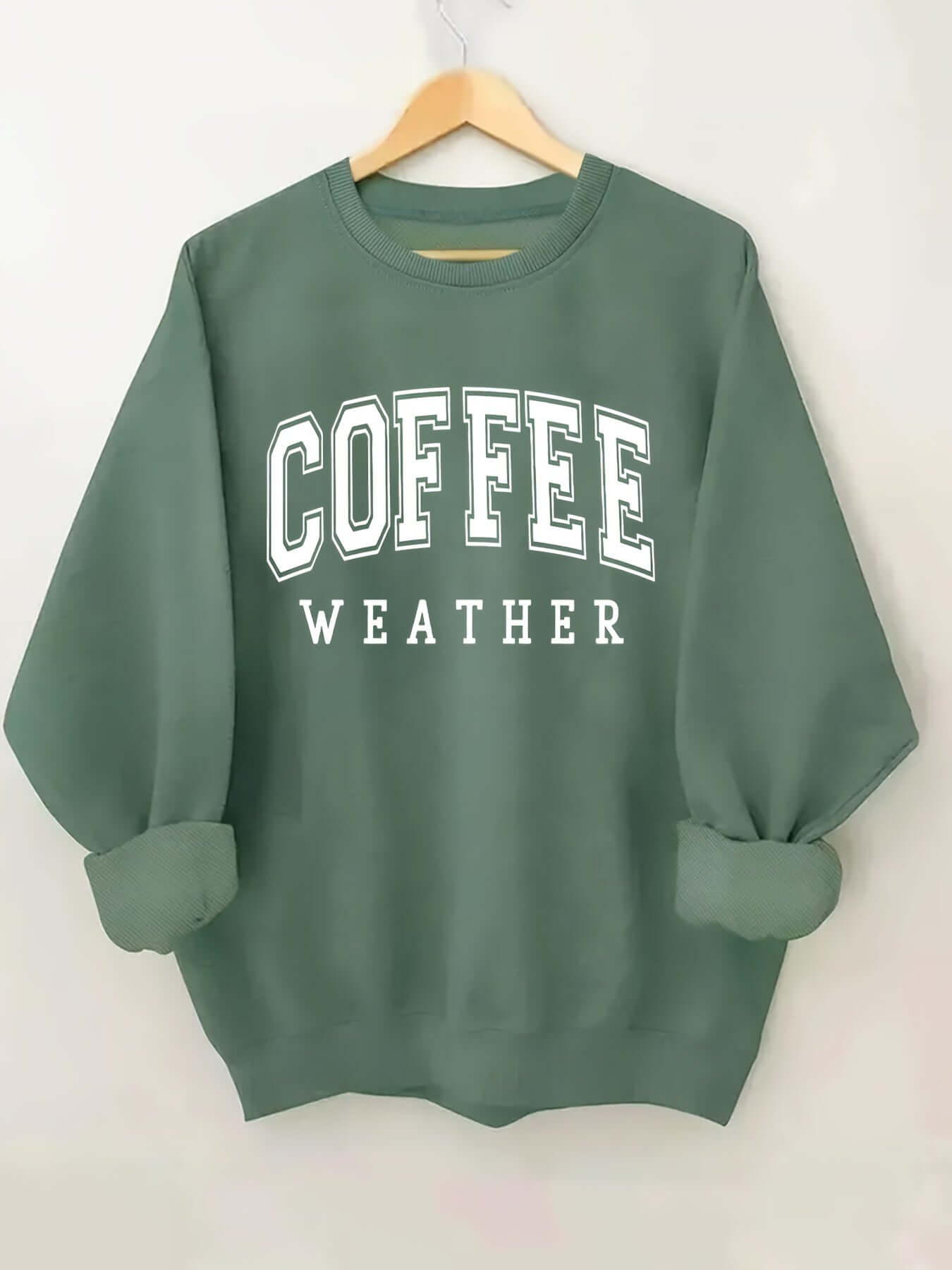 Plus Size Coffee Print Sweatshirt, Casual Long Sleeve Crew Neck Pullover Sweatshirt