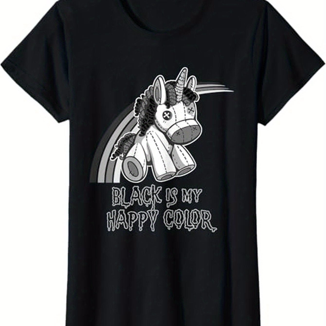 Black Is My Happy Color Gothic Unicorn Goth Girl Emo T-Shirt