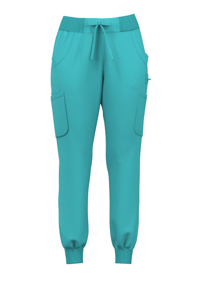 Stretchy Ribbed Comfort Joggers - Soft, Breathable, and Functional Healthcare Uniform Pants with Pockets for Women - Ideal for Medical Professionals and Everyday Wear