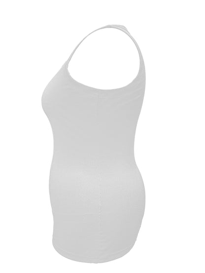 Plus Size Solid Crew Neck Sleeveless Vest Top - Soft Slight Stretch Polyester Fabric, Casual Pullover for Weekend, All Seasons - Oversized, No Belt, No Printing, No Sheer