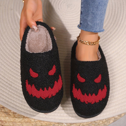 Cozy Halloween Cartoon Pumpkin House Slippers