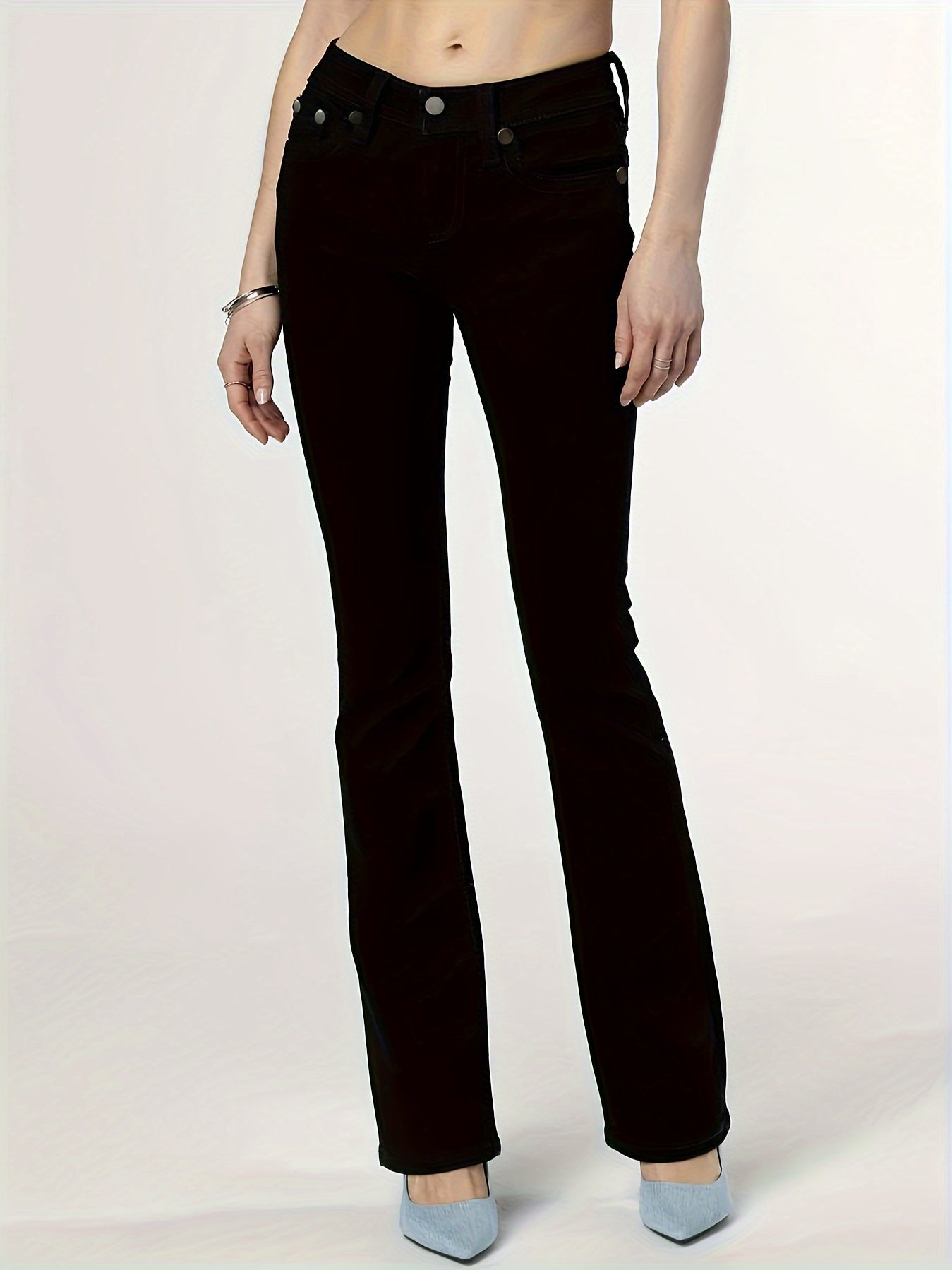 Sexy High Rise Flare Leg Jeans - Button Fly Closure, Medium Stretch - LuxyXO