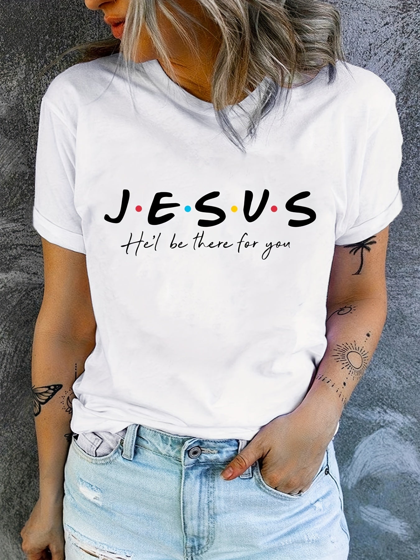 Stylish Jesus Graphic Print T-Shirt - Soft, Breathable, Short Sleeve, Casual Summer Top for Women - Relaxed Fit, Comfortable Clothing for Daily Wear - LuxyXO