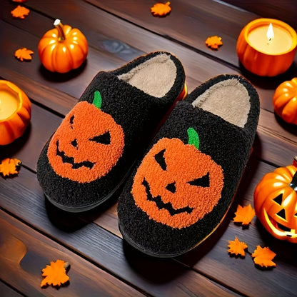 Cozy Halloween Cartoon Pumpkin House Slippers