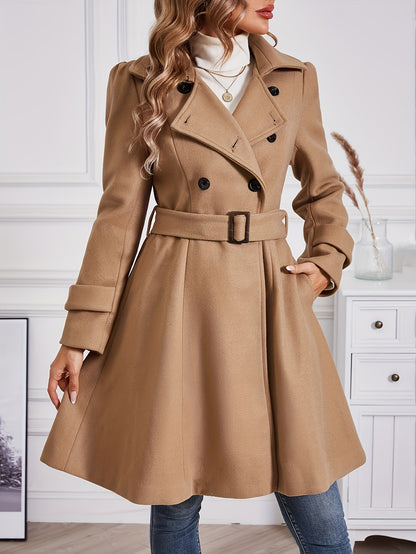 DZ075 Temperament Elegant Windbreaker with Collar and Pleated Belt