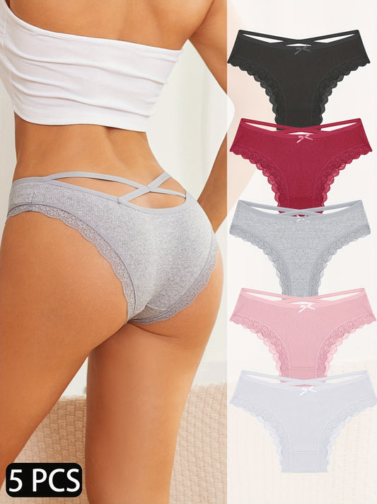 Elegant Briefs - Sexy & Comfy Womens Lingerie 5-Pack - LuxyXO