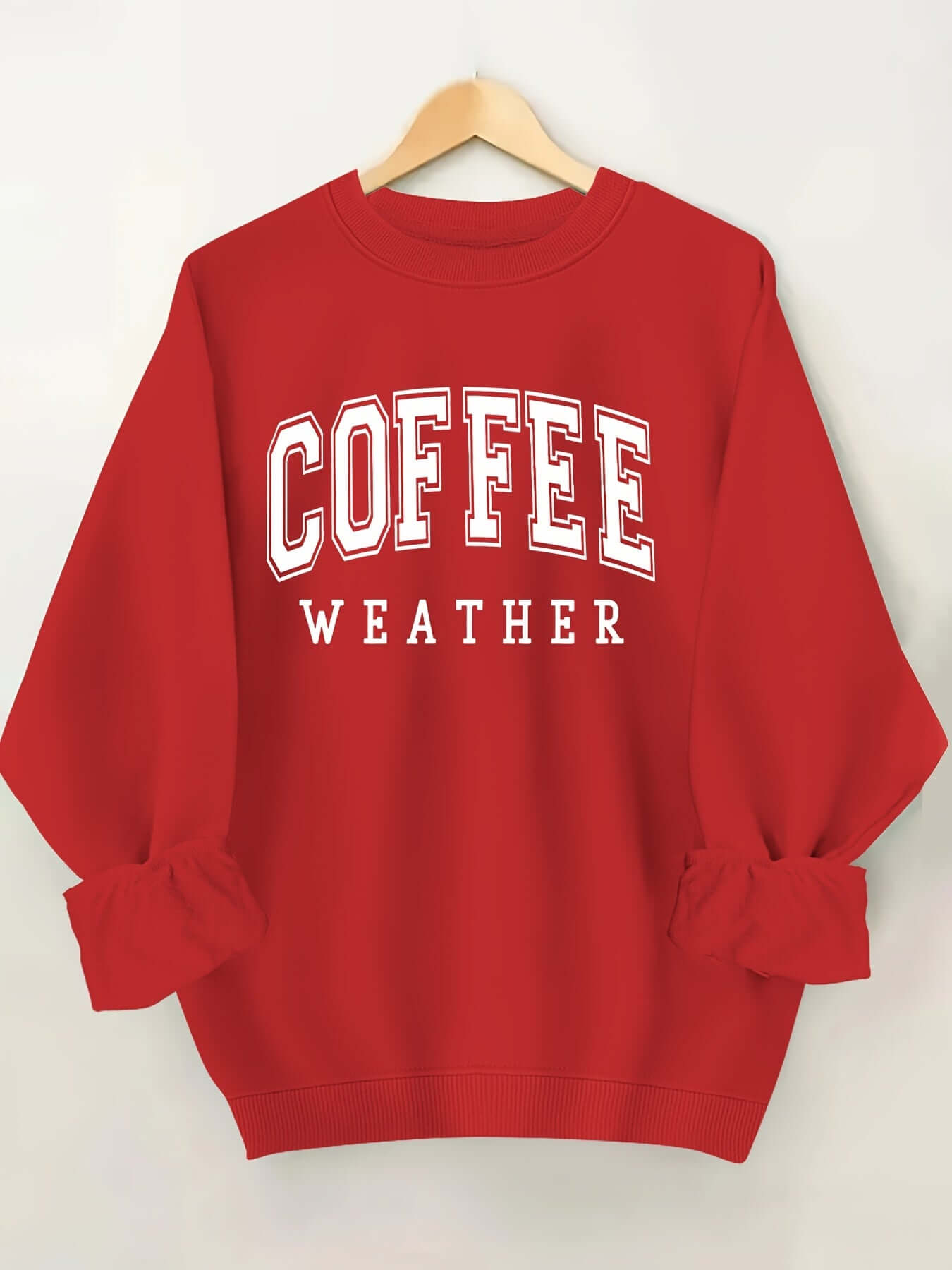 Plus Size Coffee Print Sweatshirt, Casual Long Sleeve Crew Neck Pullover Sweatshirt