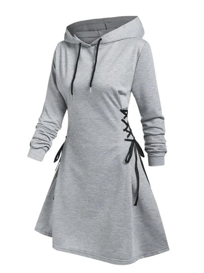 Vestido estilo sudadera con capucha gótica de talla grande, con cordones laterales, elegante y cómodo, lavable a máquina