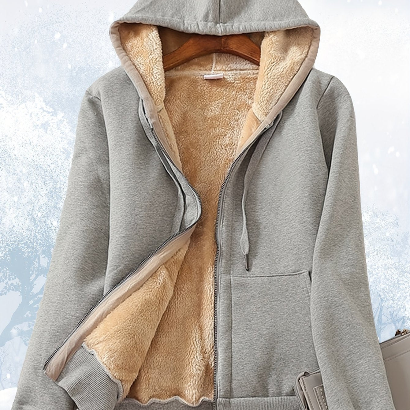 Winter Warm Jackets Thick Sherpa Lined Zip Up Hoodies Heavyweight Sweatshirt Coat