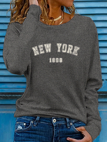 Sudadera elegante con cuello redondo inspirada en Nueva York