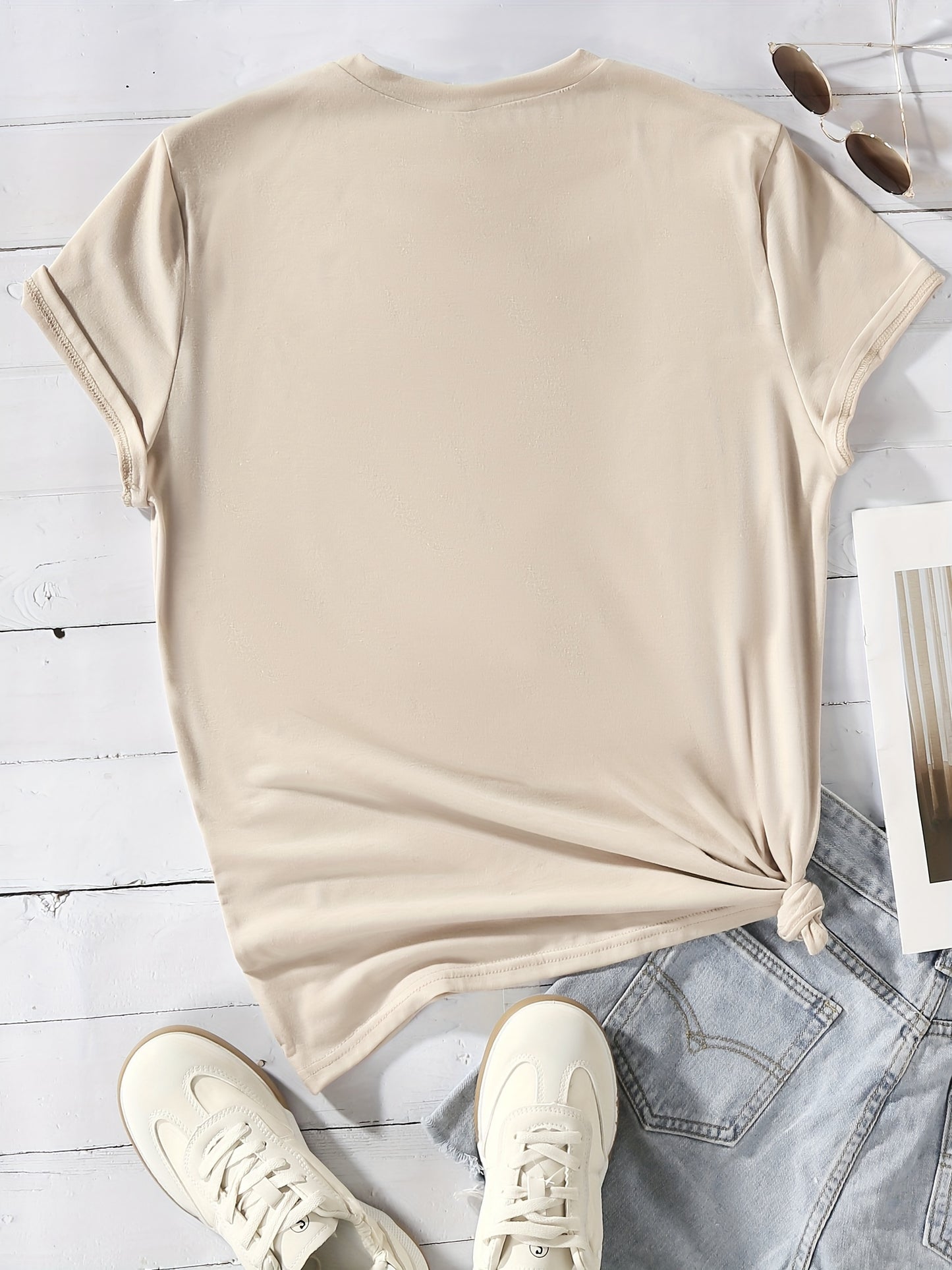 Vibrant Coffee Print Crew Neck T-Shirt - Soft, Breathable, Short Sleeve, Casual Wear for Spring & Summer - Women's Fashionable Clothing for Daily Life - LuxyXO