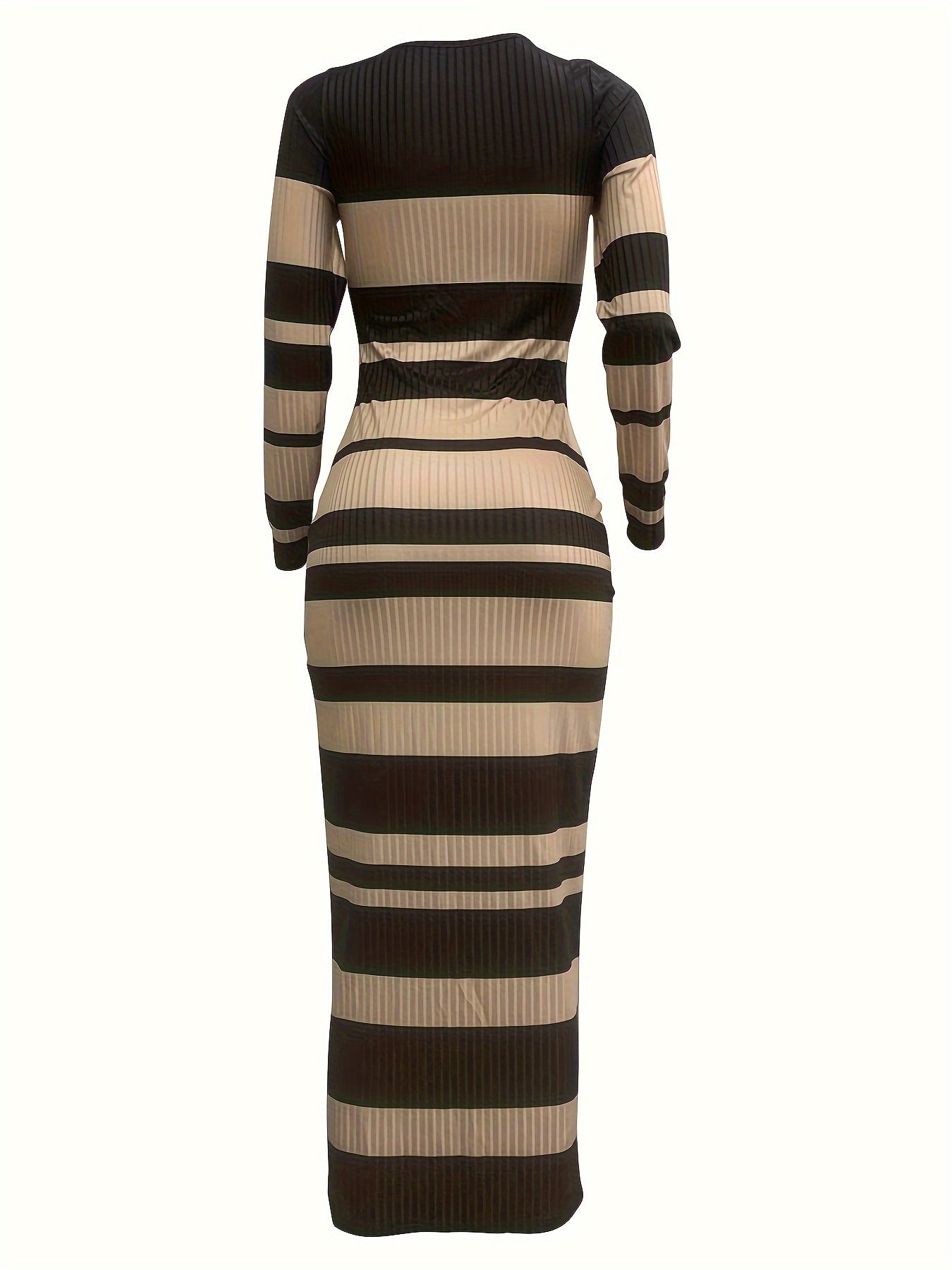 Y0014 Striped Printed V-Neck Dress, Sexy Long Sleeve Bodycon Dress, for Autumn, Spring