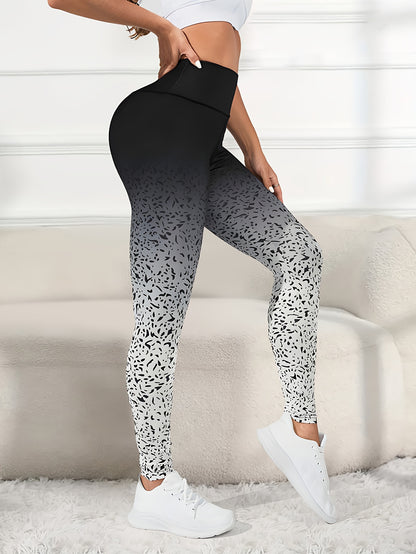 Vibrant Letter Print Color Block High Waist Leggings - Soft, Stretchy, and Comfortable for Everyday Wear - Womens Casual Fashion Clothing for All Body Types