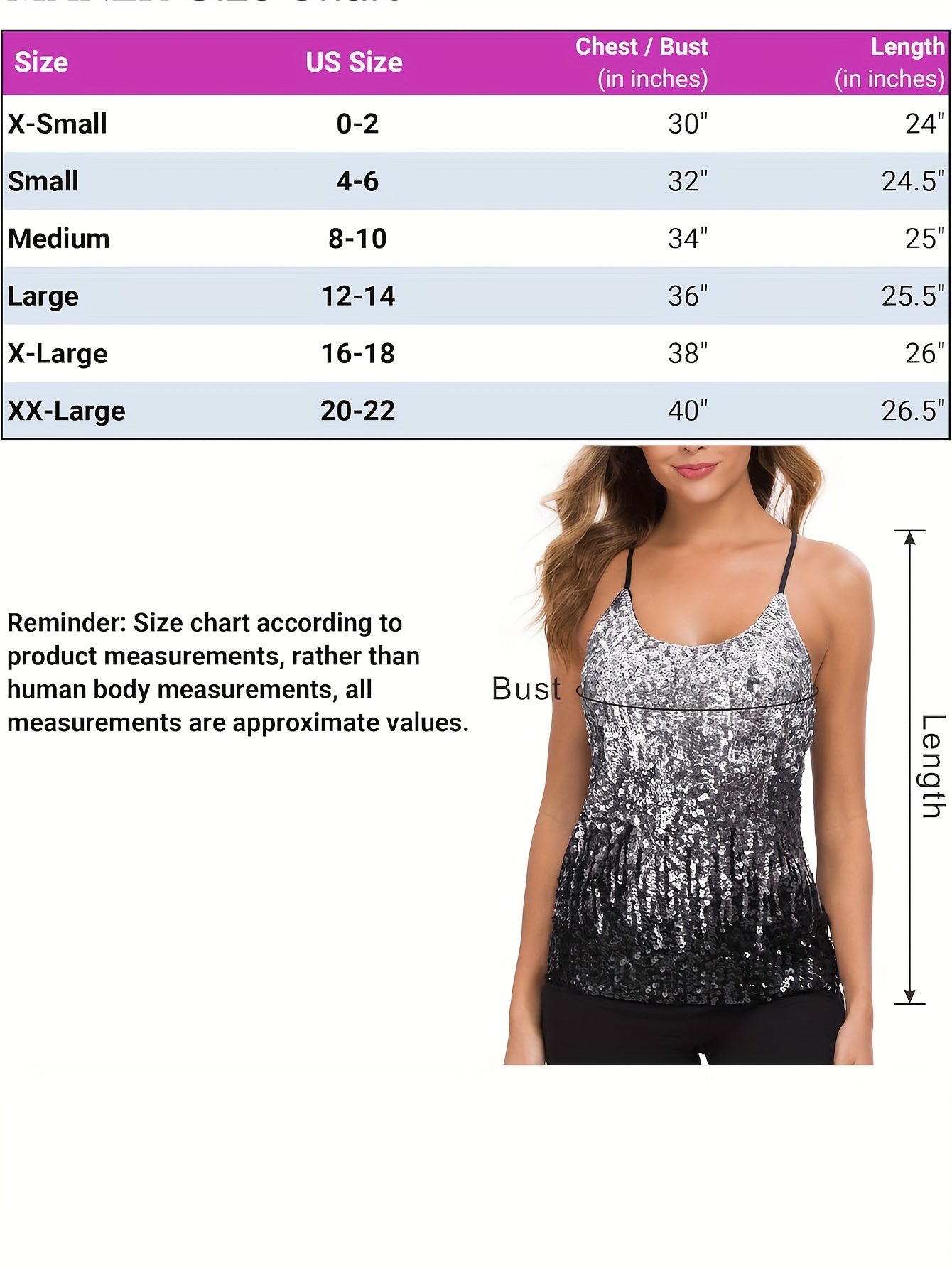 Sexy Backless Sleeveless Charming Tank Top Glitter Sequin Comfortable Tops Sparkle Camisole For Cocktail Party, Prom, Evening, Christmas, Dance Party, Wedding Reception, Costume Party, Homecoming, Shows, Anniversary, Performa