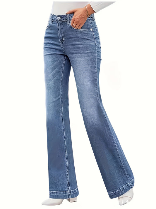 Hip Lift, Slim High-stretch Flared Pants, Women's Jeans, Light Blue