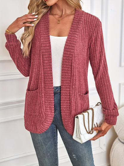 Womens Soft Knit Open Front Cardigan with Pockets