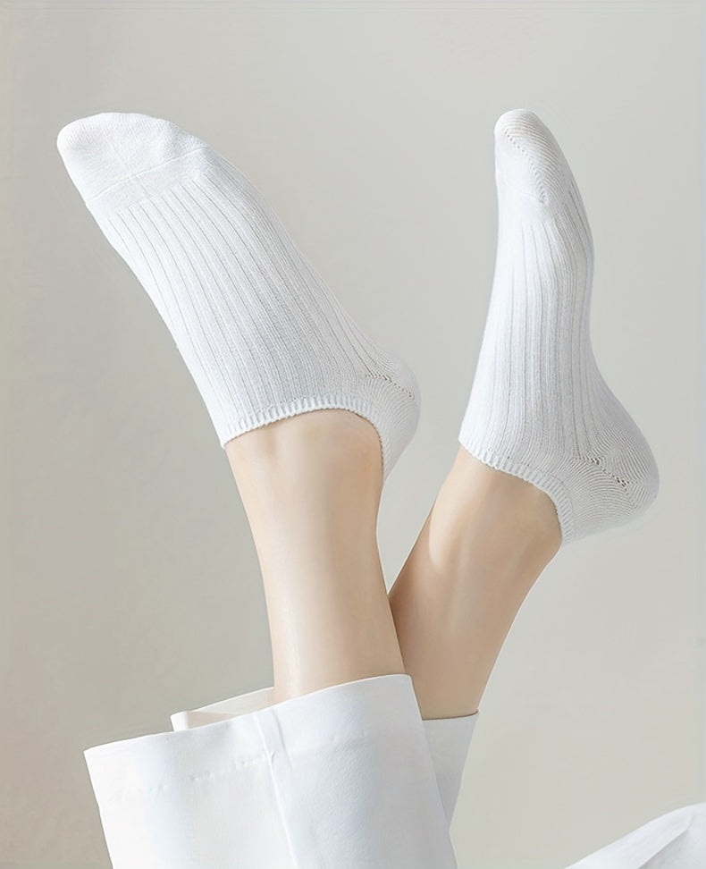 5/10 Pairs Solid Low Cut Socks, Simple & Breathable Unisex Invisible Socks, Women's Stockings & Hosiery