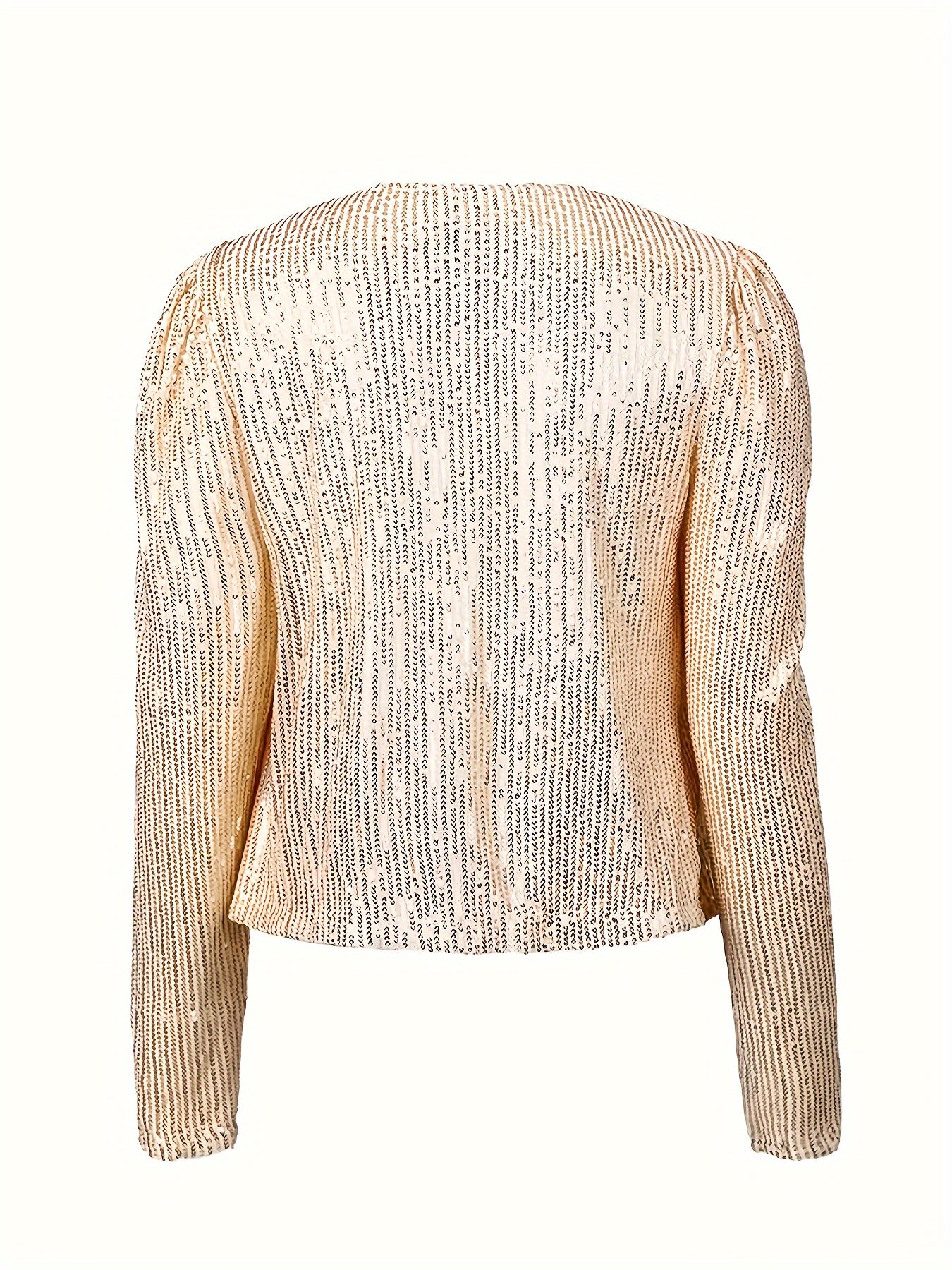 Stunning Sequined Open Front Long Sleeve Jacket