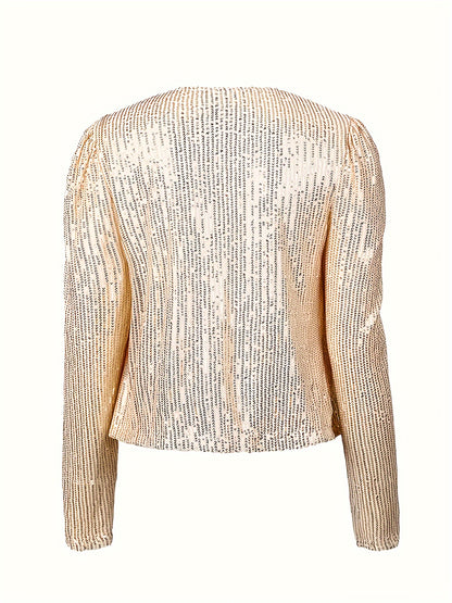 Stunning Sequined Open Front Long Sleeve Jacket