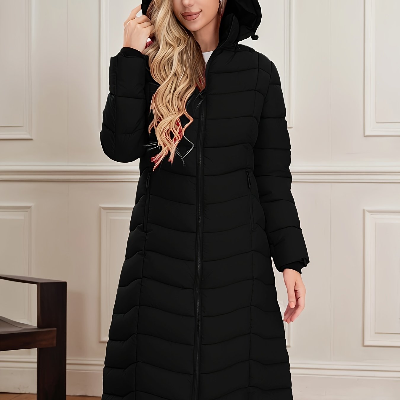 Women's Long Hooded Coat - Multi-Color, Quilted, Warm And Stylish, Available In Multiple Sizes