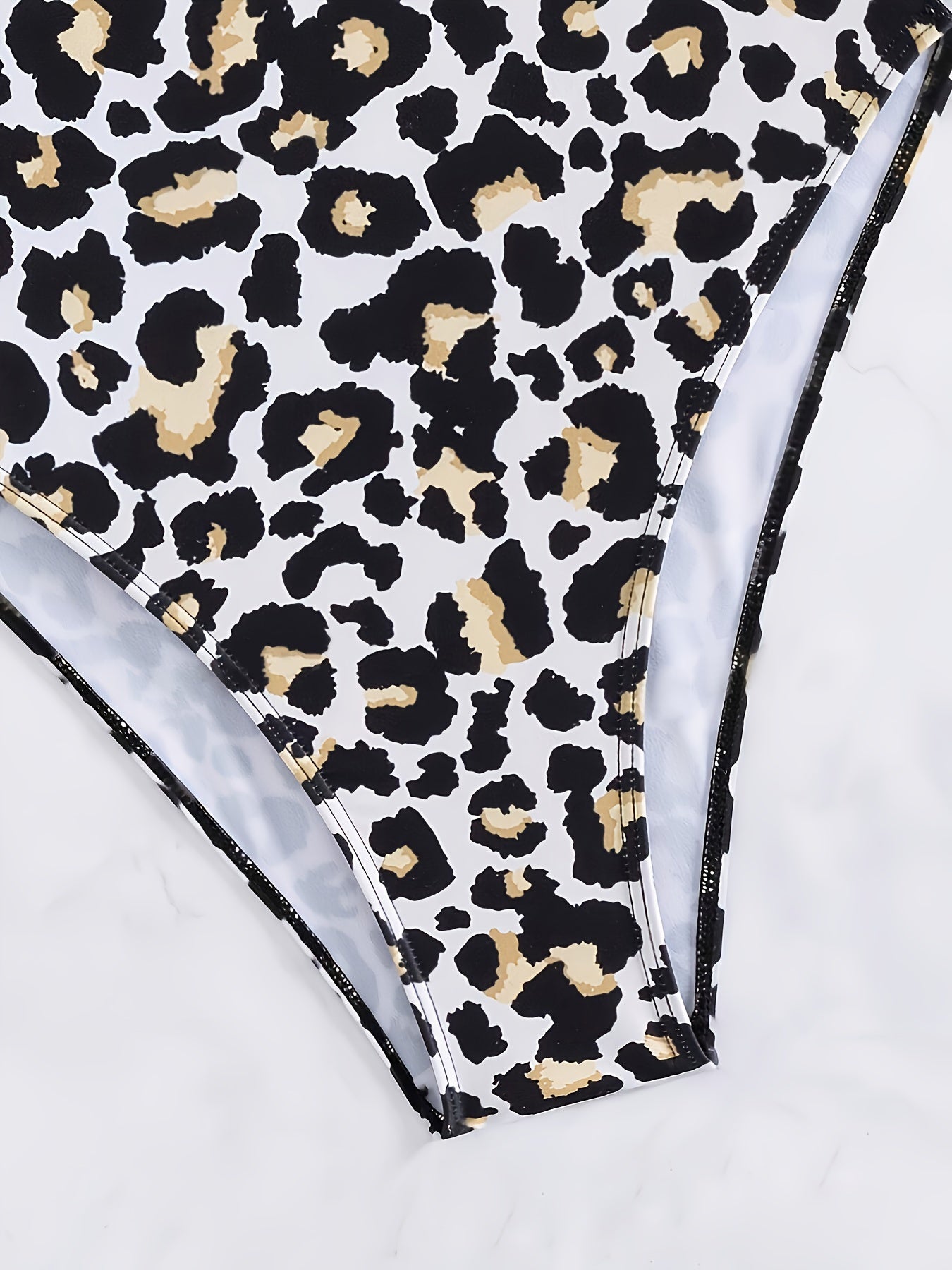 Leopard Print Color Block Asymmetric One Shoulder Cut Out One-piece Swimsuit -  Bathing Suits for Women -  Summer Beachwear