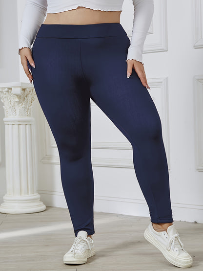 Leggings ultra suaves con forro de felpa para mujer de talla grande: cálidos, gruesos, de cintura alta, deportivos, con cinturilla elástica, cómodos, para uso en exteriores en invierno, de corte ajustado, ideales para actividades en climas fríos