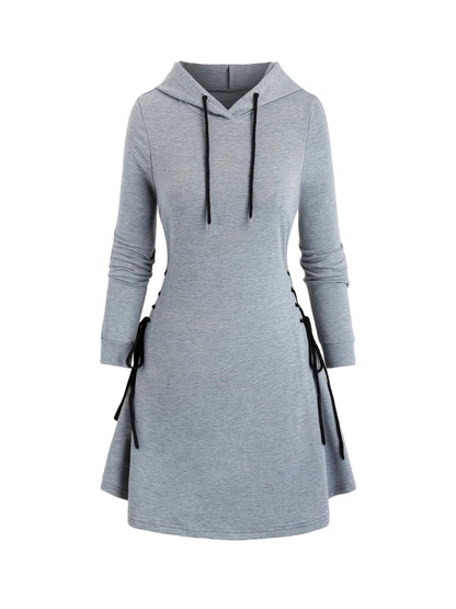 Vestido estilo sudadera con capucha gótica de talla grande, con cordones laterales, elegante y cómodo, lavable a máquina