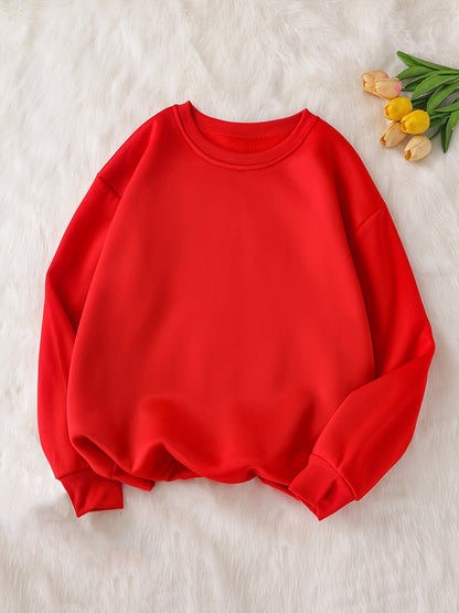 Sudadera acogedora de cuello redondo y manga larga para mujer