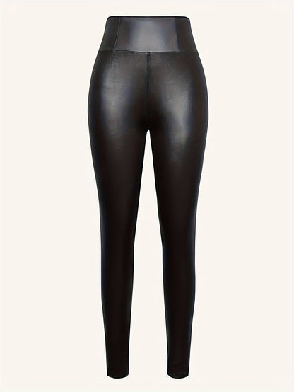 Vibrant PU Leather High-Waisted Skinny Pants - LuxyXO