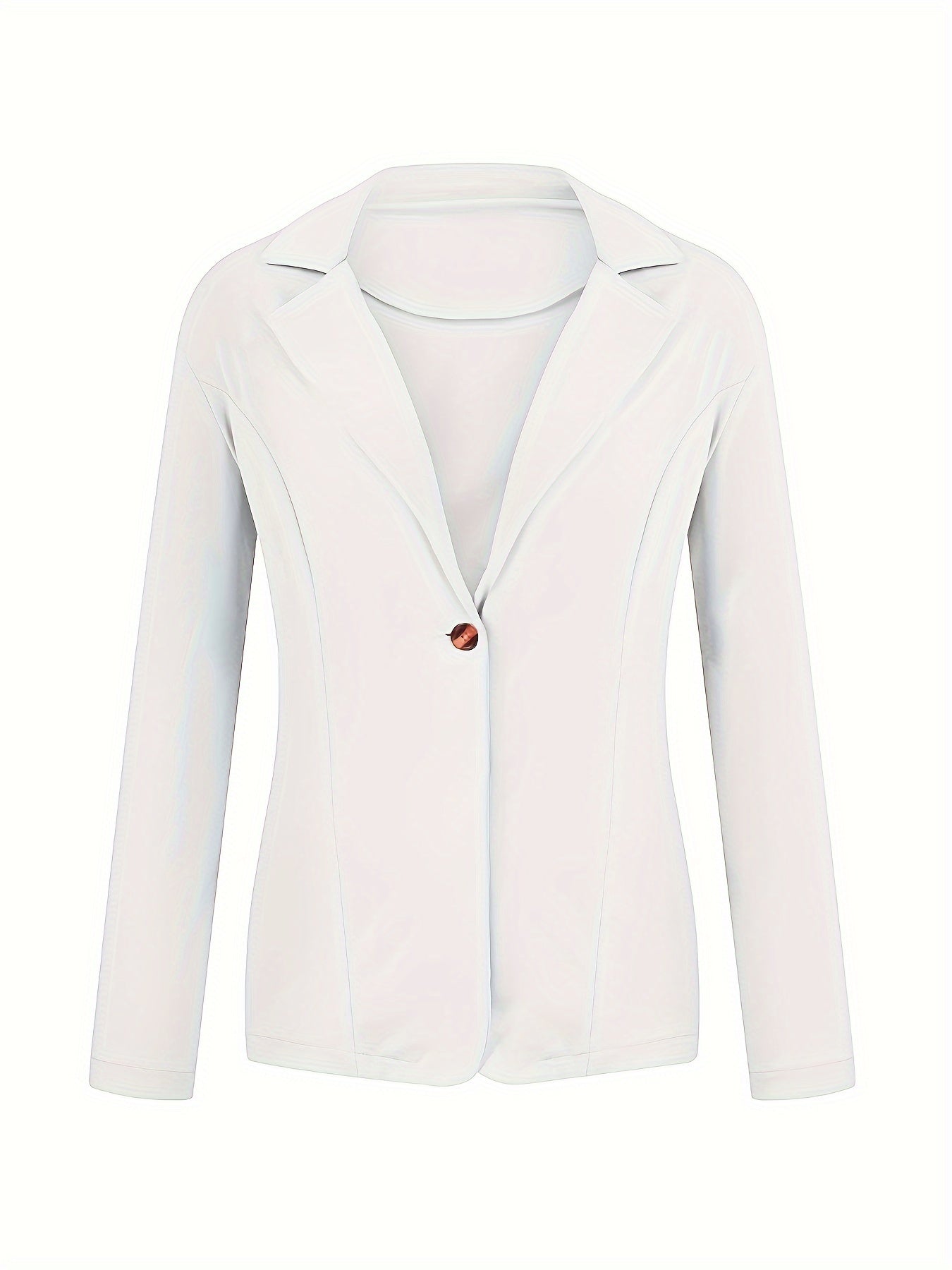 Fashionable Womens Blazer Jacket - Solid Lapel, Button Closure, Flowy Long Sleeves - Casual-Formal Commuter Outerwear