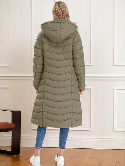 Women's Long Hooded Coat - Multi-Color, Quilted, Warm And Stylish, Available In Multiple Sizes