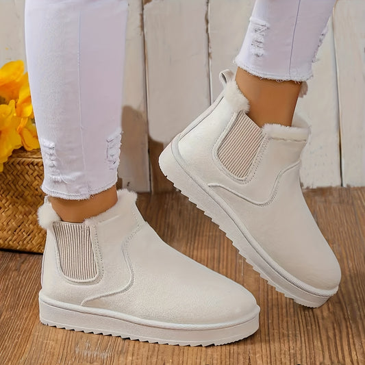 Cozy Women's Ankle Boots - Soft Plush Lined, Slip-On Design, Comfortable Winter Boots with Casual Style, Perfect for Cold Weather - LuxyXO