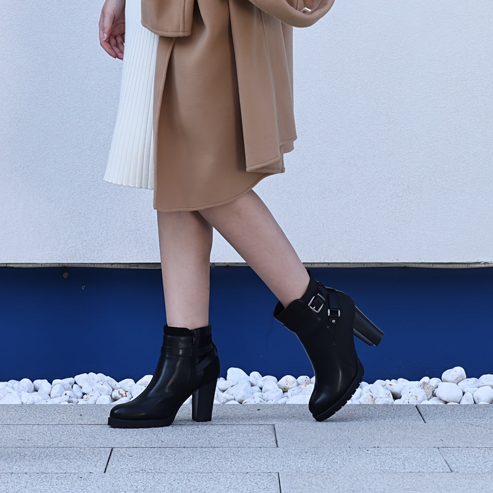 Botines de plataforma para mujer TOPVITA, botines con cremallera y tacón grueso apilado