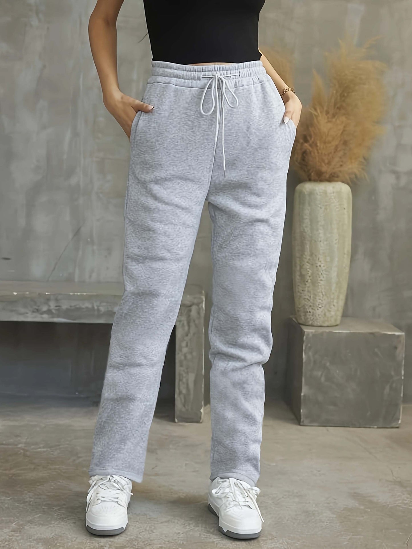 Cozy Drawstring Loose Fit Sweat Pants - LuxyXO