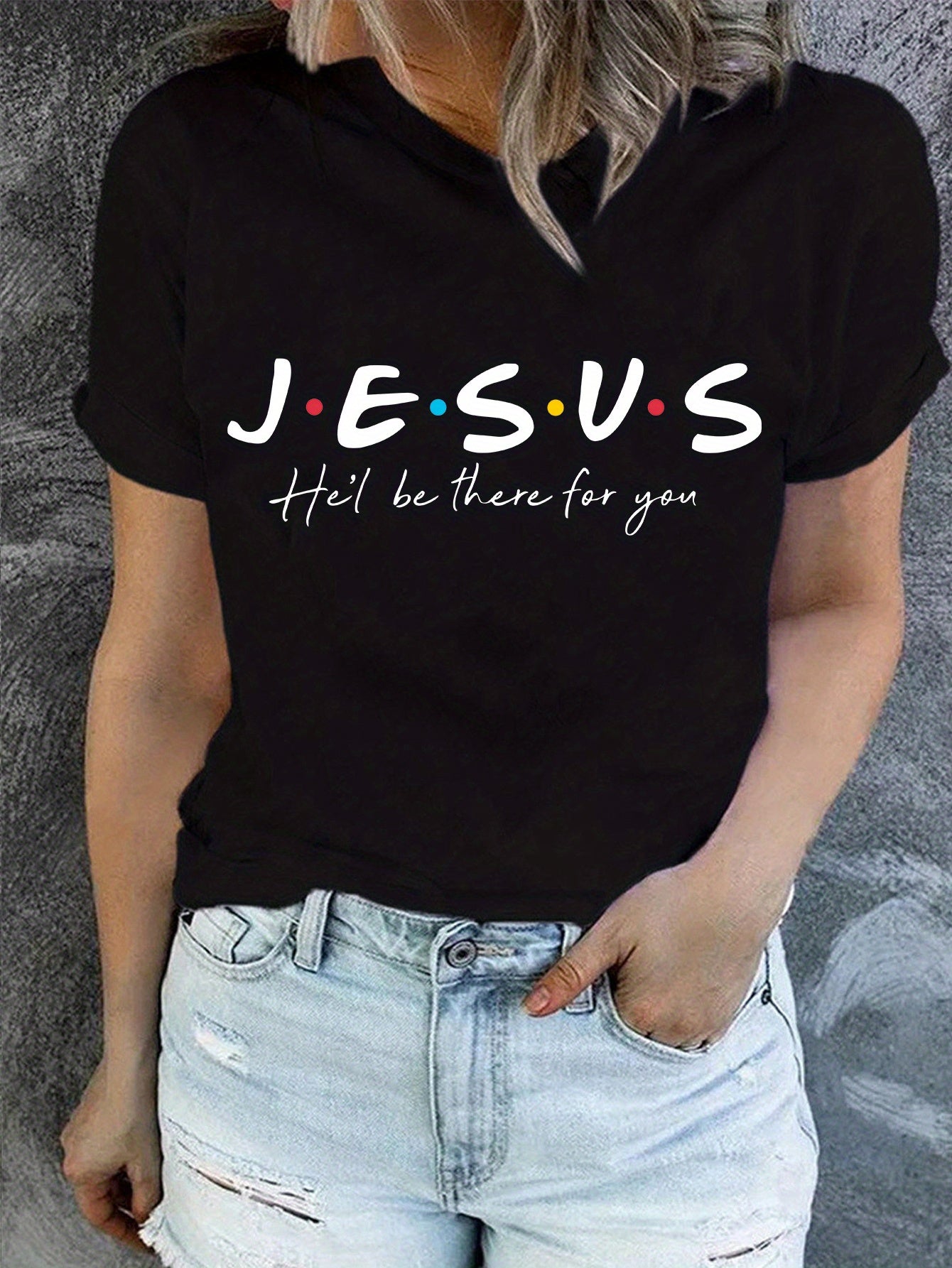 Stylish Jesus Graphic Print T-Shirt - Soft, Breathable, Short Sleeve, Casual Summer Top for Women - Relaxed Fit, Comfortable Clothing for Daily Wear - LuxyXO