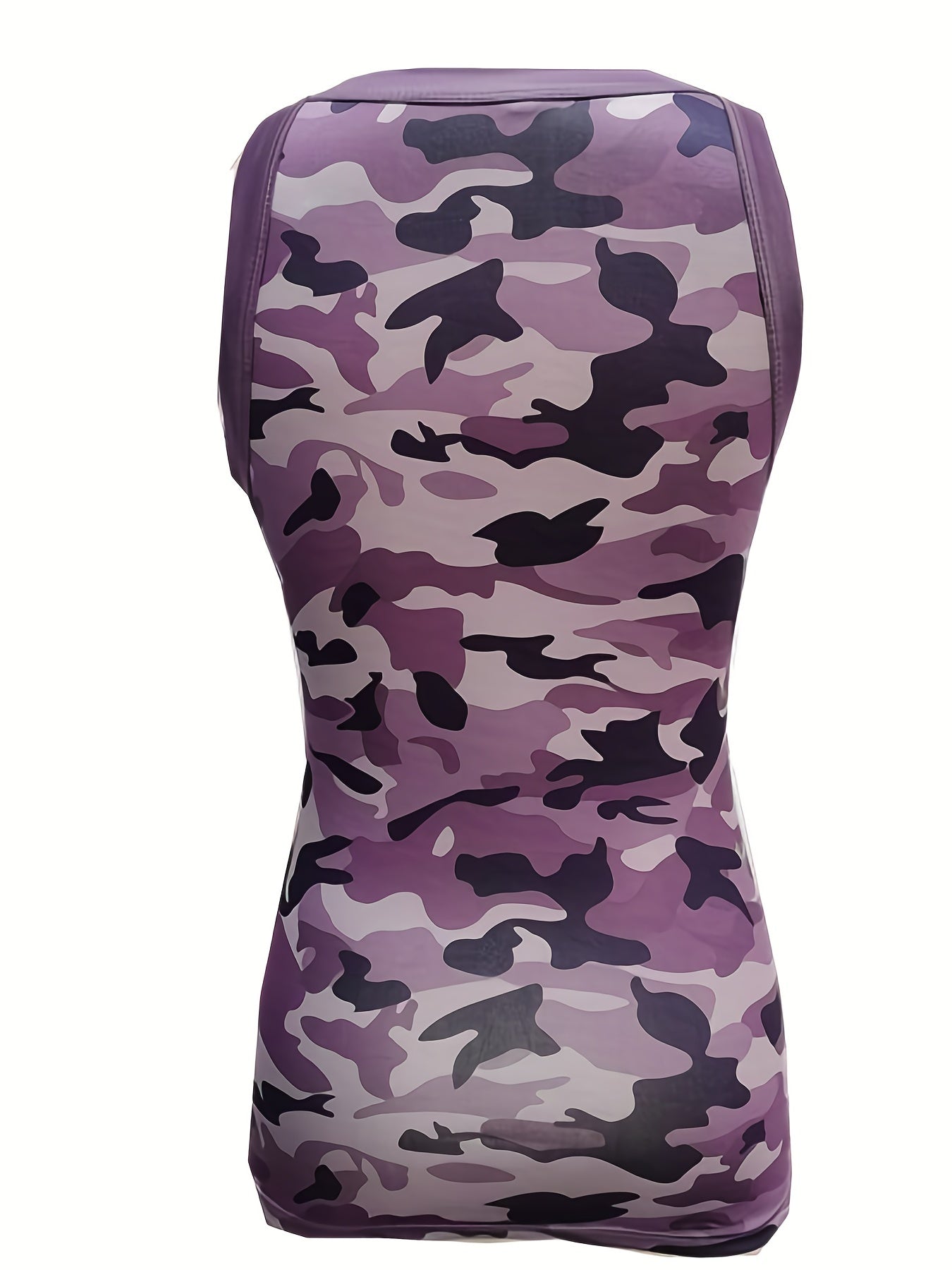 Vibrant Camo Print Tank Top - Crew Neck, Medium Stretch Cotton Blend, Regular Length, Machine Washable, Sexy Summer Essential for Women - Spring/Summer Fashion Must-Have