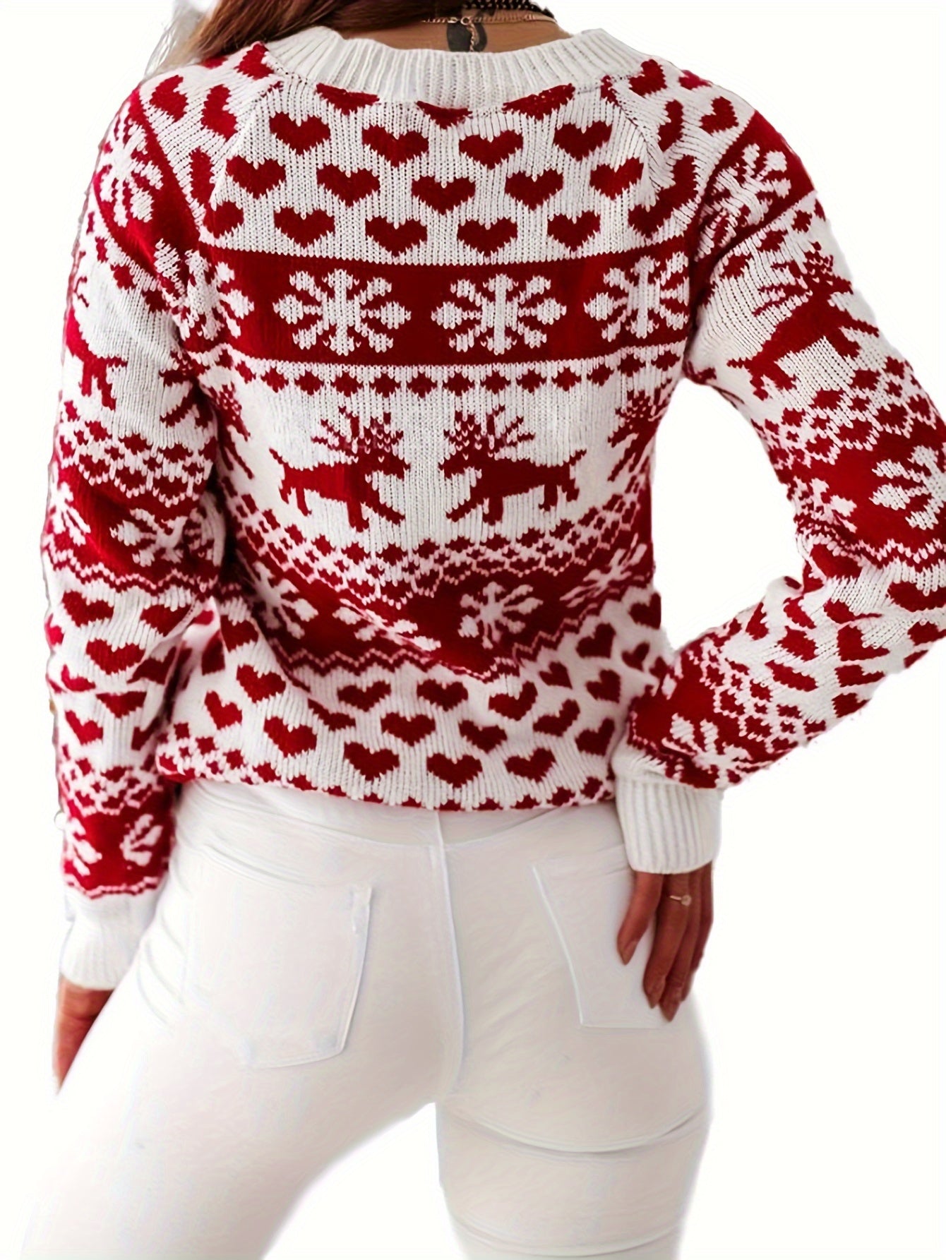 Cozy Festive Crew Neck Sweater - Pullovers - Soft, Casual, Long Sleeve, Winter Essential for Women - Fall & Winter Clothing, Holiday Gift Idea