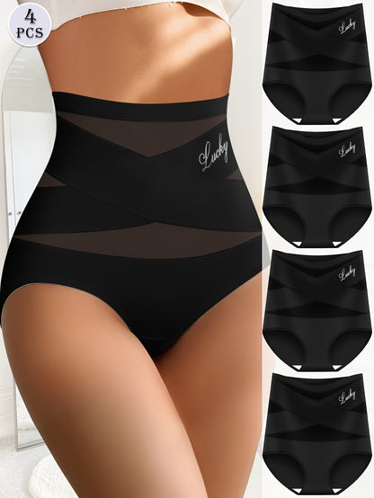 Elegant High-Waisted Briefs 4-Pack - LuxyXO